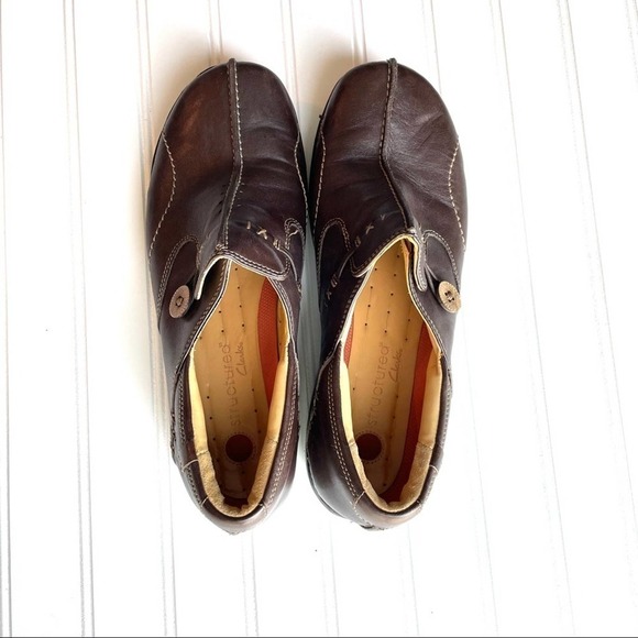 Clarks Structured Un Loop Leather Loafer Brown Size 11M Comfort Style workwear - Picture 3 of 13